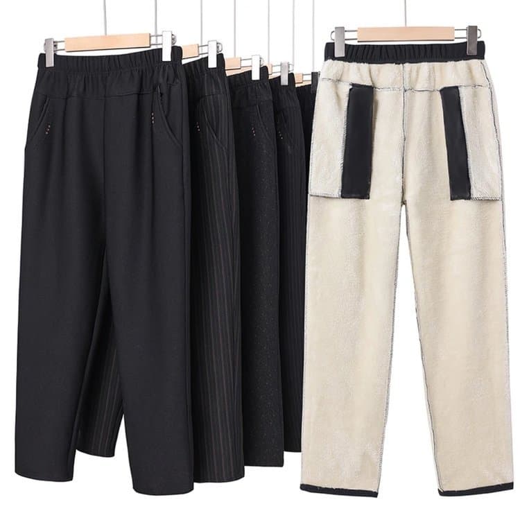 Mother's winter fleece-lined, thick, loose-fitting lamb wool thermal pants, cotton pants for middle-aged and elderly women and grandmothers to wear as outerwear.
