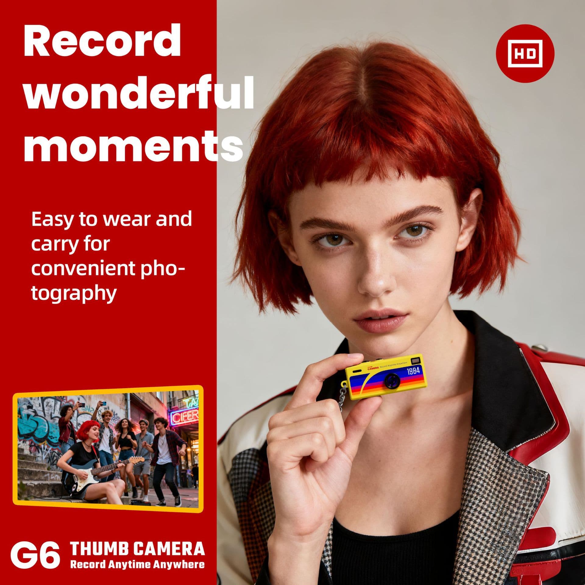 Cross-border hot selling G6 HD thumb camera portable retro mini camera student party camera with built-in filter