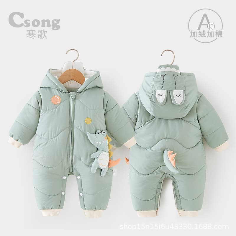 Baby Winter Romper for Newborn Boys and Girls, Thickened Warm Cotton Outwear, Crawling Suit for Newborns