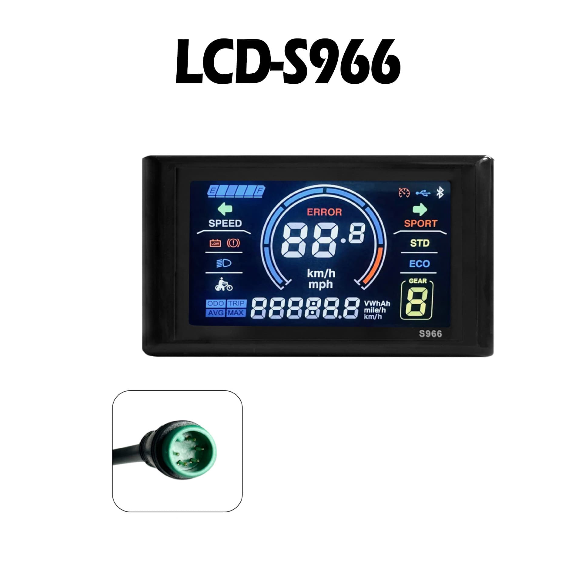 Mountain Bike Lithium Modification Accessories LCD-S966 Smart Color Screen Meter with NFC Function/Waterproof Connector