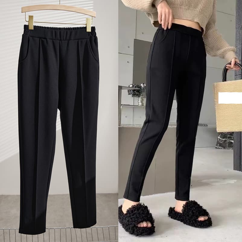 Spring and Autumn New Style Plus Size Women's Clothing, Korean Style High-Waist Slimming Pants, Elastic Little Black Pants, Extra Large K6238