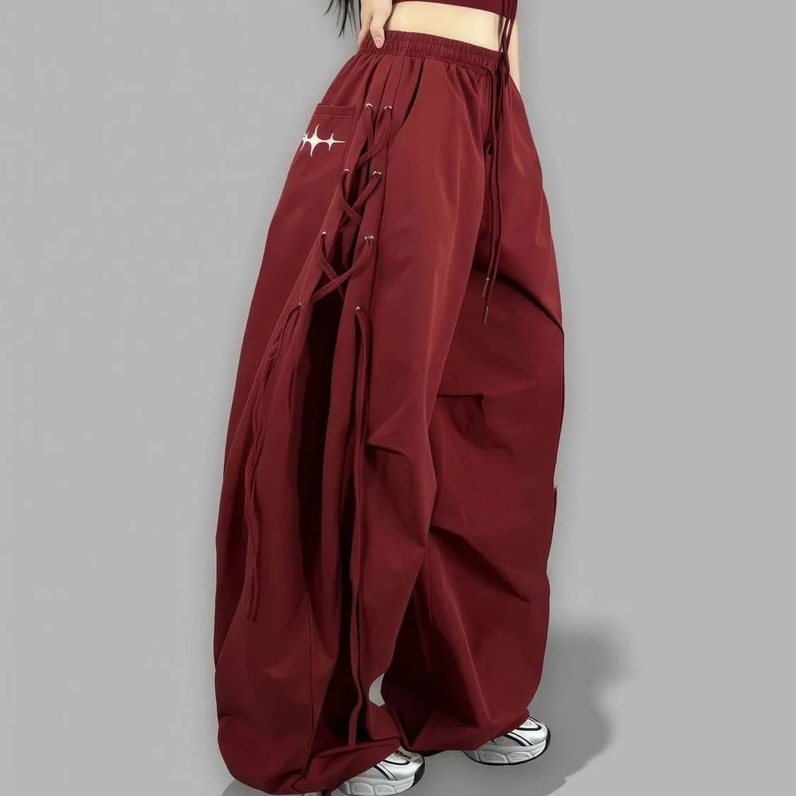 Summer Thin Sports Pants Women Jazz Dance Pants Plus Size Design Paratrooper Cargo Pants Loose Wide Leg Floor-Length Pants Women