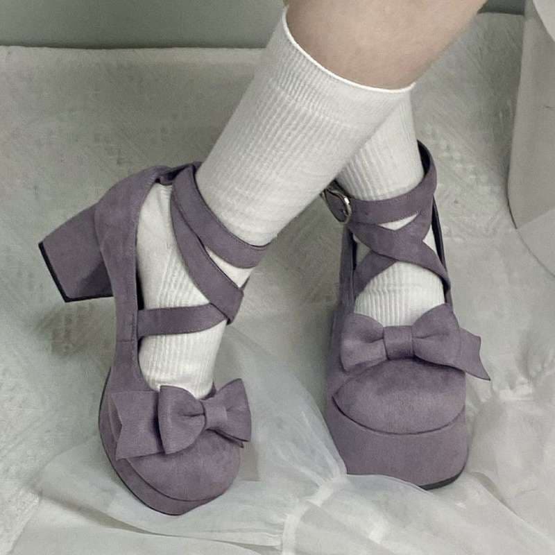 2025 new thick small pine cone tower high heel double platform height-increasing elegant literary Lolita sweet women original women's