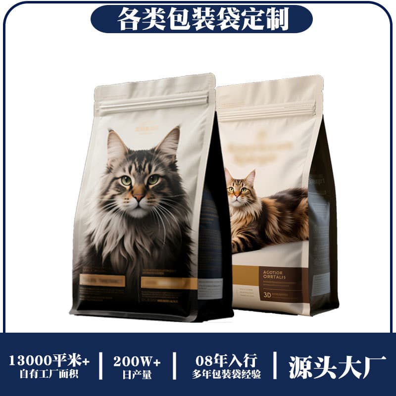 Custom Packaging Bags Aluminum Foil Bags Universal Bags for Cat Food Dog Food Self-Sealing Bags Eight-Side Seal Frosted Zipper Vacuum Bags for Tea