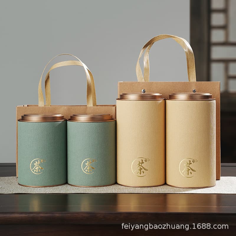 Tea canister paper can for black tea, green tea, half-pound and one-pound sizes, sealed can for berry tea, round tea packaging box gift box wholesale
