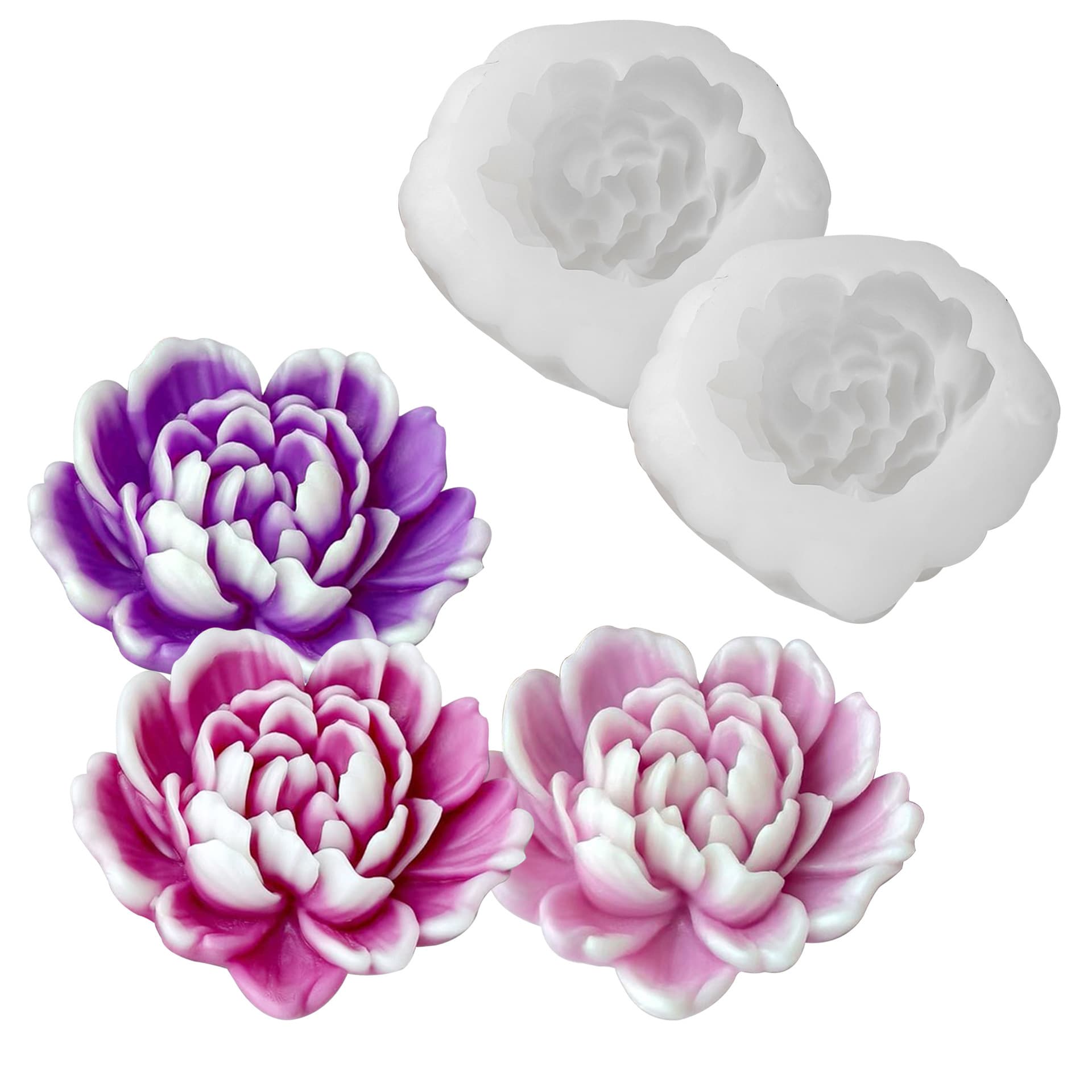 Love Flower Silicone Mold Multi-Layer Love Peony Shape Aromatherapy Candle Diffuser Plaster Silicone Mold