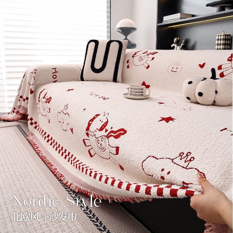 Festive New Year Sofa Cover Full Coverage Atmosphere Sofa Cover Blanket Cat Scratch Resistant Sofa Slipcover 2026 New Style