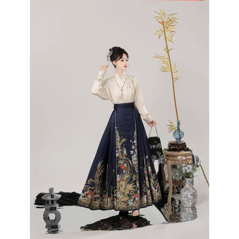 【Auspicious Omen】Imitation Zhuanghua Brocade with Gold-Woven Horse-Face Skirt + Feixiu Sleeves
