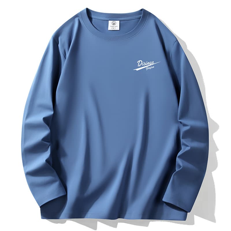 100% cotton men's long-sleeved t-shirt spring and autumn 200g heavy cotton casual bottoming shirt t-shirt sweatshirt for men