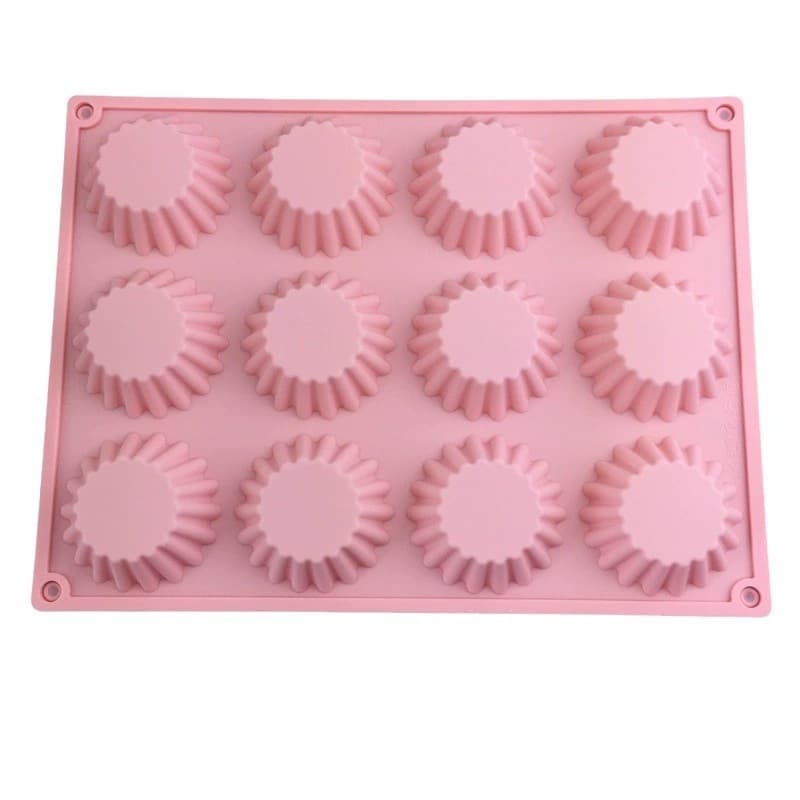 12-Cavity Muffin Cup Cake Mold, Aromatherapy Handmade Soap Mold, Chocolate Wax Bottle Candy, Mousse Cake Decoration Mold