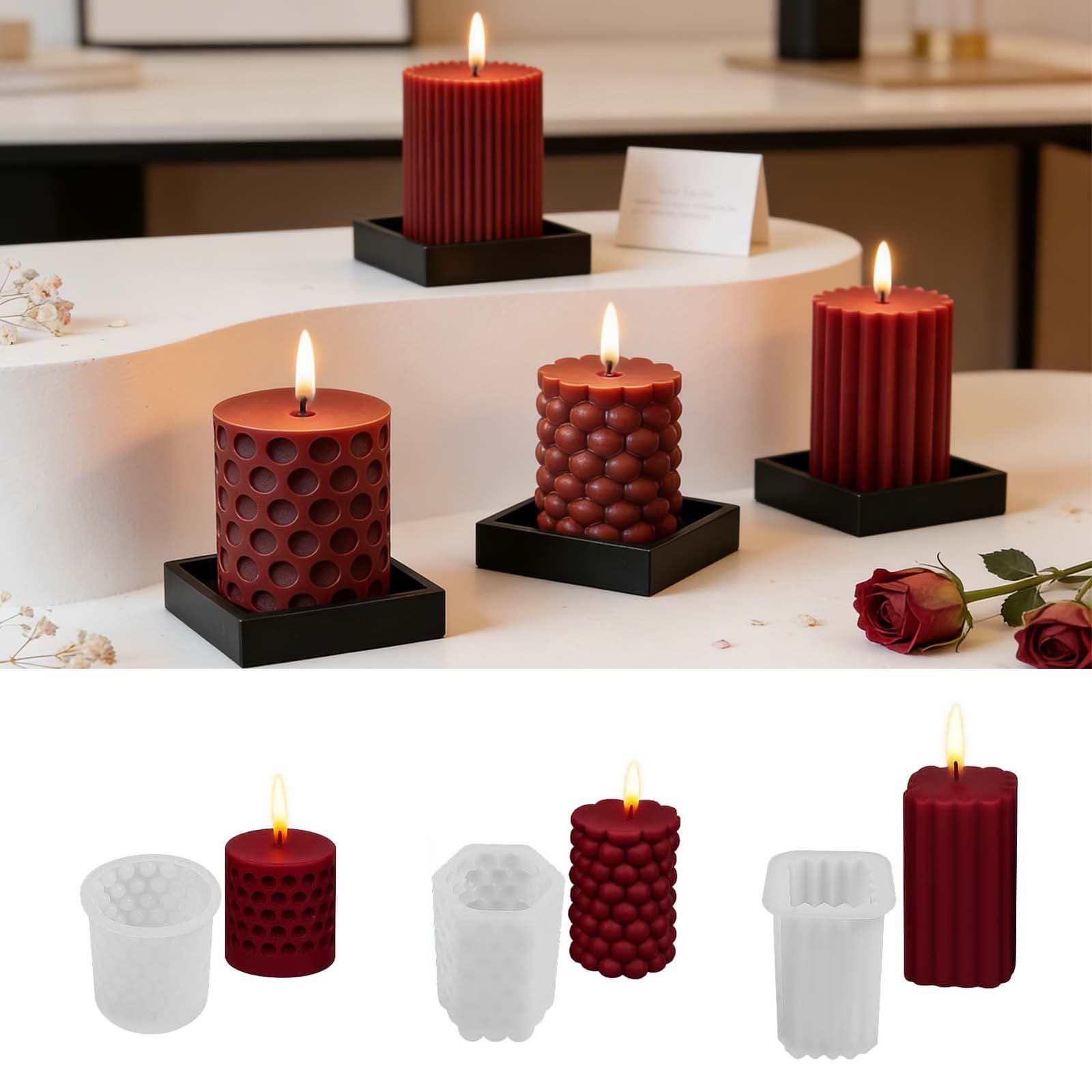 Pangyaya DIY Striped Polka Dot Cylinder Aromatherapy Candle Silicone Mold Bubble Cylinder Resin Silicone Mold