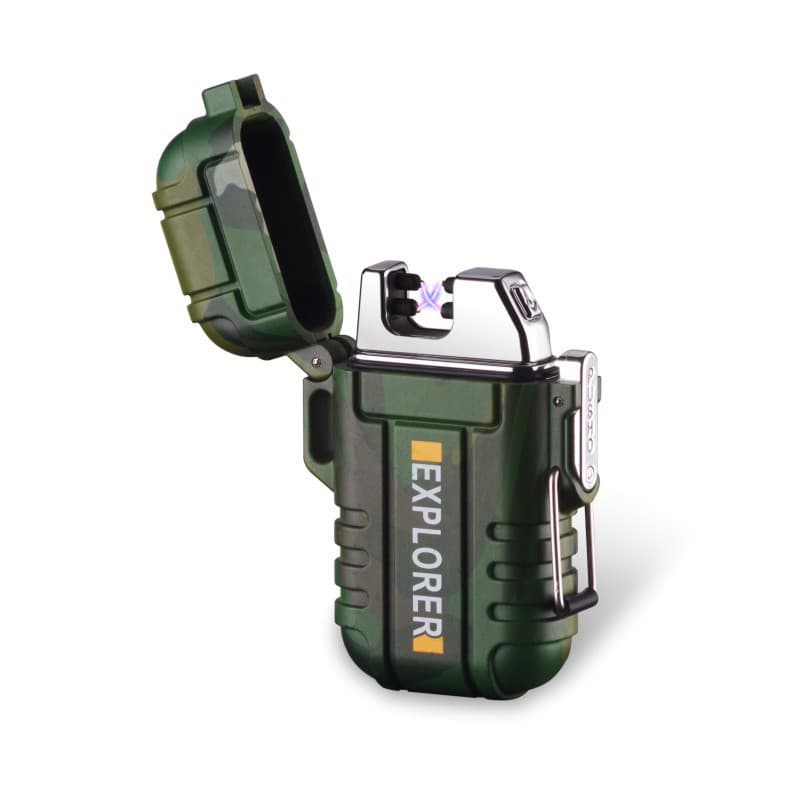 Camouflage Dual Arc Lighter Waterproof Windproof USB Rechargeable Outdoor Portable Electronic Lighter for Men