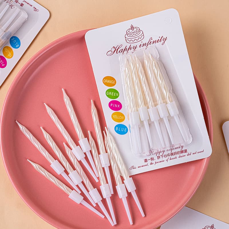 Trendy Ins-style Minimalist Cake Decoration Candles, Pearlescent Spiral Candles, Birthday Cake Fairy Dress-Up Accessories