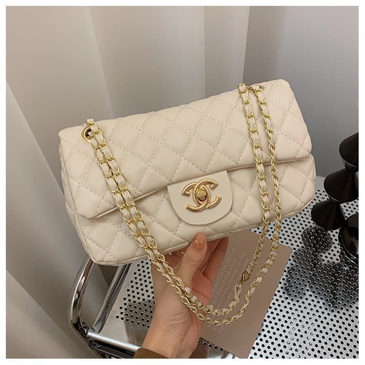 New Cross-Border Women's Bag 2023 New Style Simple Fashionable Diamond Quilted Chanel-Style Shoulder Crossbody Bag Small Square Bag