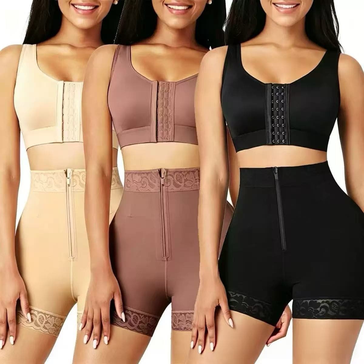 Cross-border European and American Plus Size Waist Trainer Shapewear Tummy Control Mid-Waist Slimming Body Shaper Pants for Women Thin Zipper Butt Lift Pants