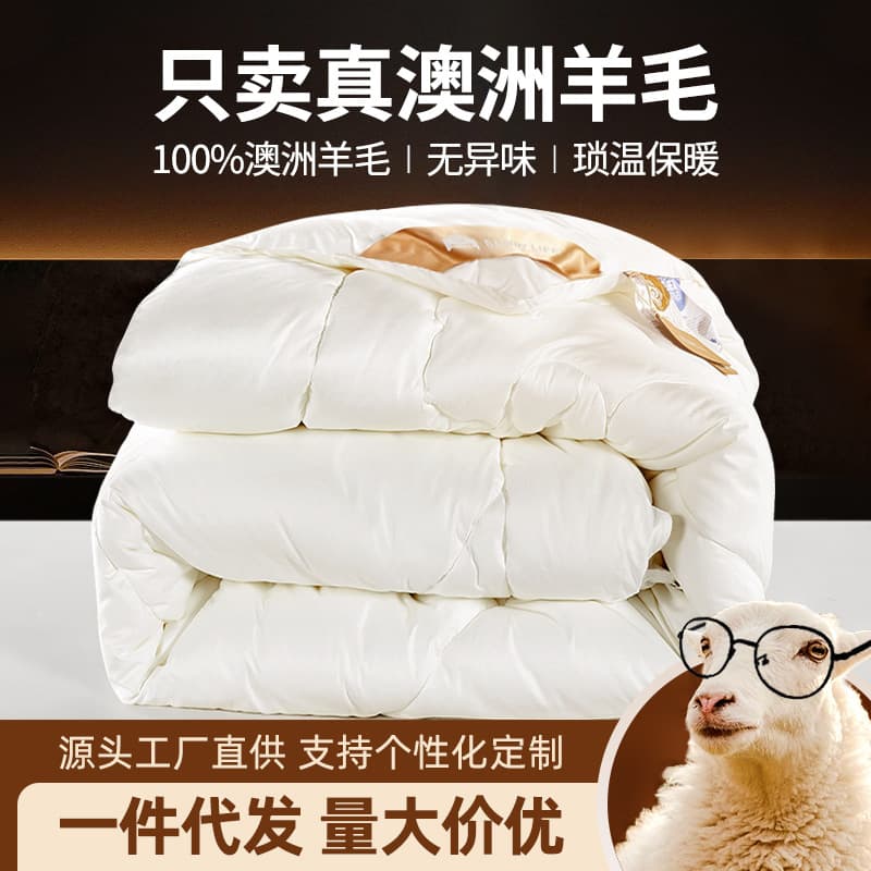 Ready Stock Wholesale 100% Cotton Australian Wool Quilt Autumn/Winter Thickened Warm Double Pure Wool Winter Quilt