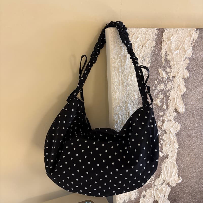 Polka dot armpit bag Korean style ins canvas bag 2026 women's bag dumpling bag commuting versatile nylon shoulder crossbody bag