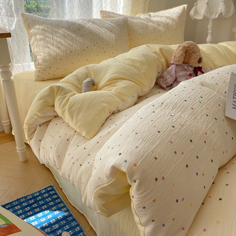 Class A Three-Layer Gauze Bed Sheet Four-Piece Set 2026 Spring Cream Style Bed Sheet and Duvet Cover Nantong Bedding Three-Piece Set 4