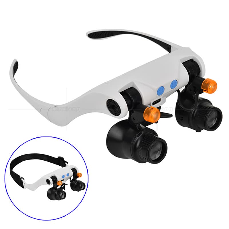 Rechargeable head-mounted four-magnification lighting clock repair collection appraisal antique jewelry LED light magnifying glass