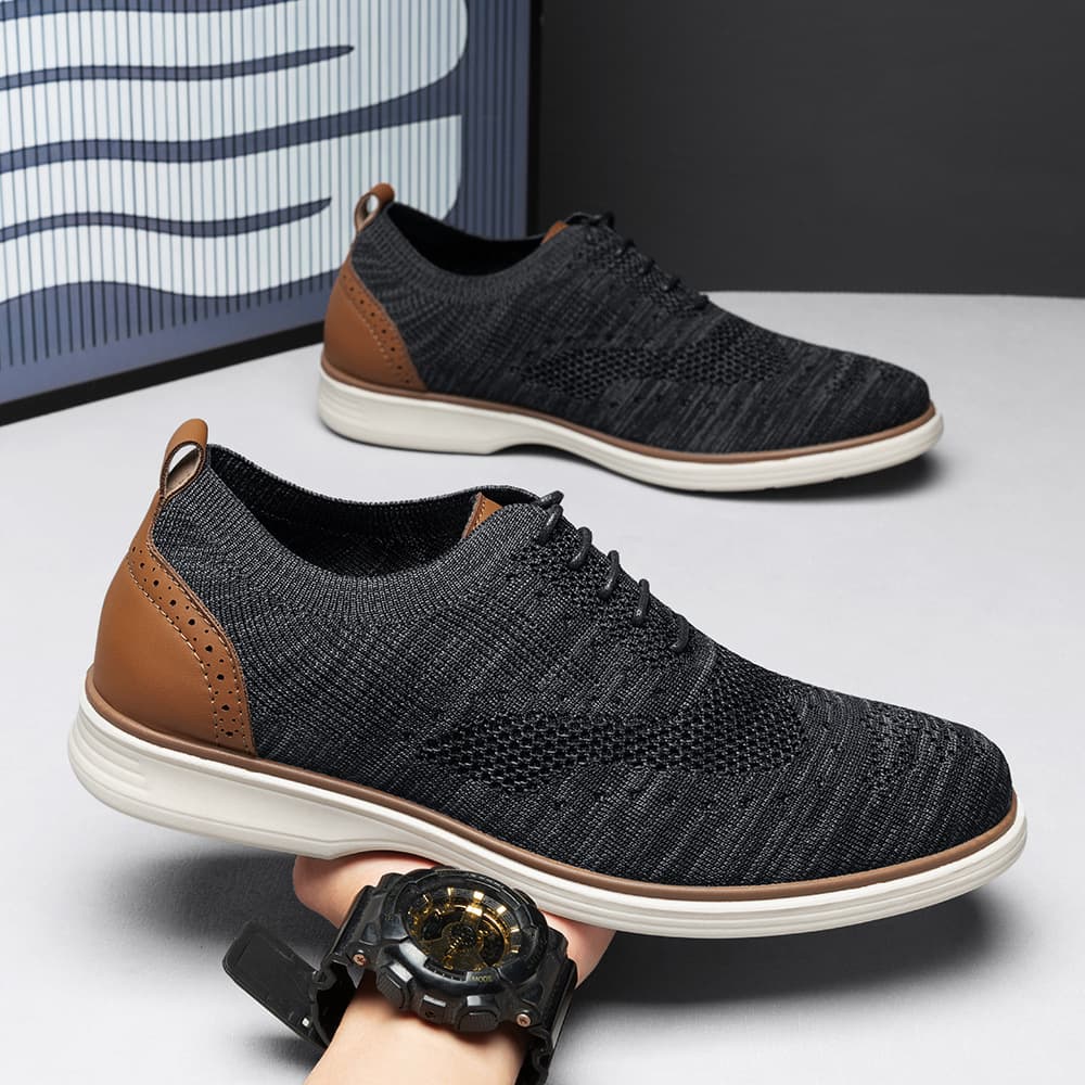 2025 Cross-border Men's Lace-up Business Casual Shoes Lightweight Non-slip Soft Sole Dress Shoes Wide Sole EU Size 45 Drop Shipping