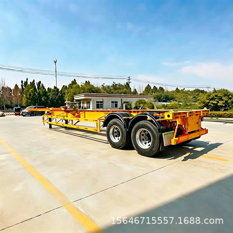 Cross-border supply 2-axle skeleton semi-trailer chassis low flatbed semi-trailer skeleton container semi-trailer