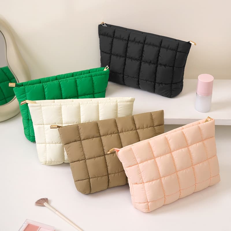 Runhui Versatile Bubble Grid Handheld Storage Bag Fashion Pleated Cosmetic Bag Simple Large Capacity