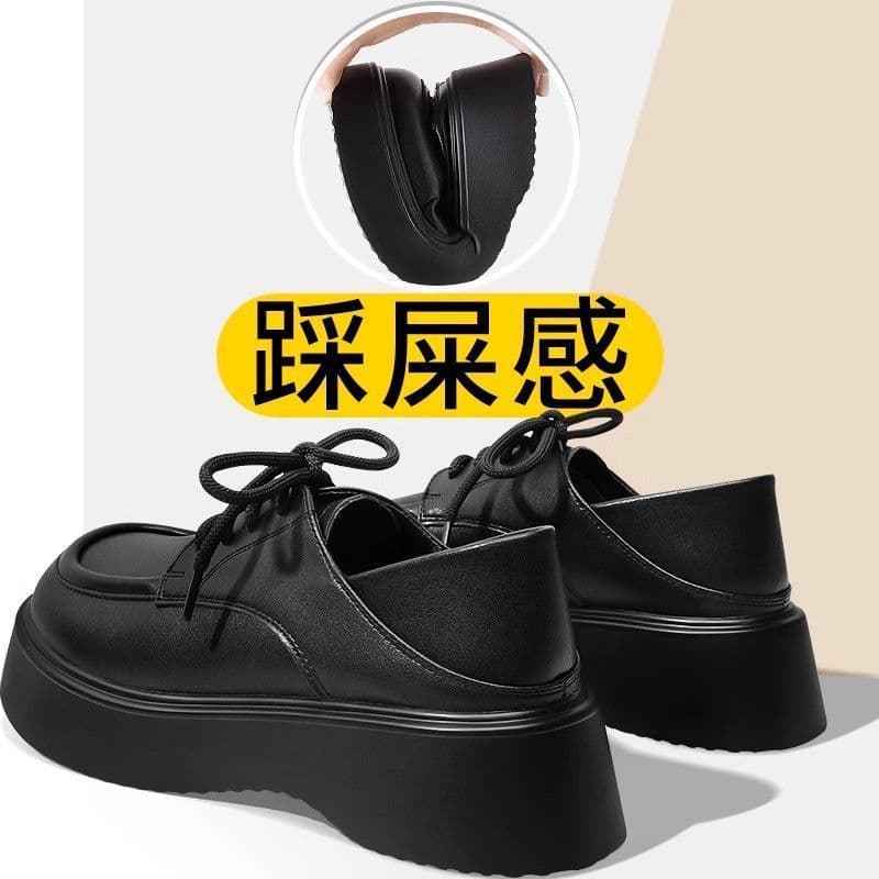 Platform British style leather loafers, new summer style, soft leather loafers, platform feel, soft sole, big toe, black leather shoes for women.