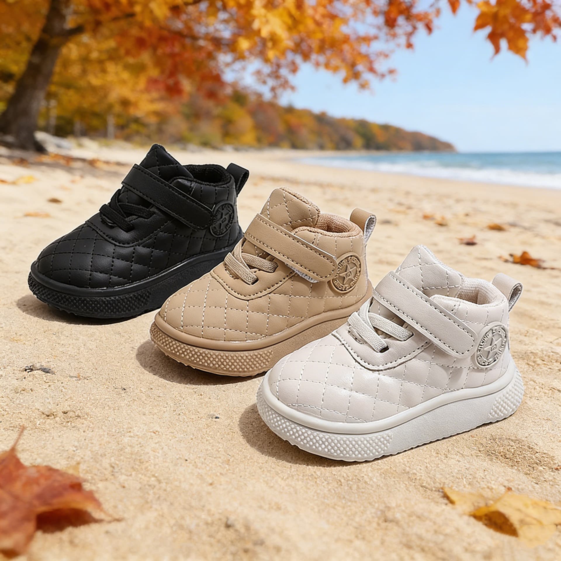 Spring and Autumn Mid-Top Soft-Soled Non-Slip Toddler Shoes for Boys and Girls, Casual Sneakers, Loafers, Outdoor Leather Shoes, Children's Shoes