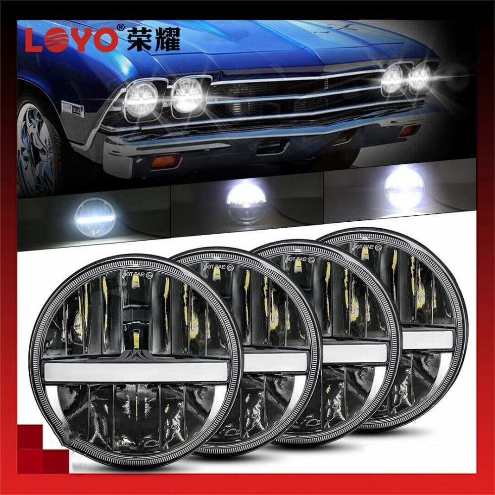 4-Pack 5.75-Inch Round LED Headlight Assembly Modified Headlamp LED Car Light