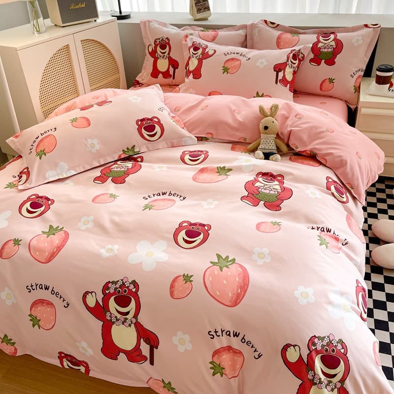 【Cartoon Licensed】Cartoon Print 4-Piece Set Washed Cotton 3-Piece Set Duvet Cover Bed Sheet Gift Wholesale
