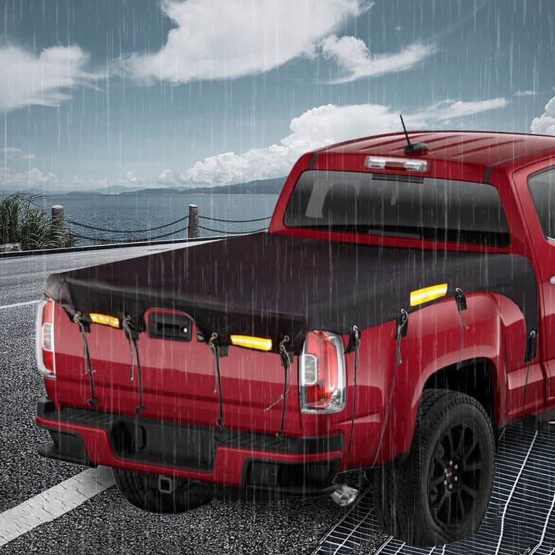 Truck Bed Cover Truck Cover Waterproof Sunproof Shade Cover Black Silver-Coated Oxford Fabric for Ford F150