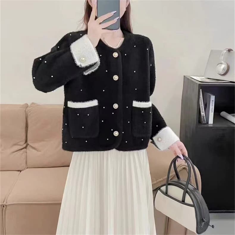 Autumn/Winter New Style Elegant Gentle Fashion Sweater Coat Women Loose Youthful Faux Mink Fur Knitted Cardigan Top