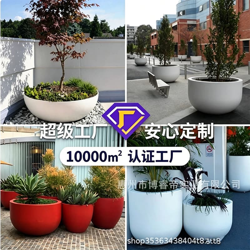 Fiberglass Flower Pot Mall Floor Vase Decoration Outdoor Garden Landscape Flower Bed Flower Box Flower Jar Beautification Installation