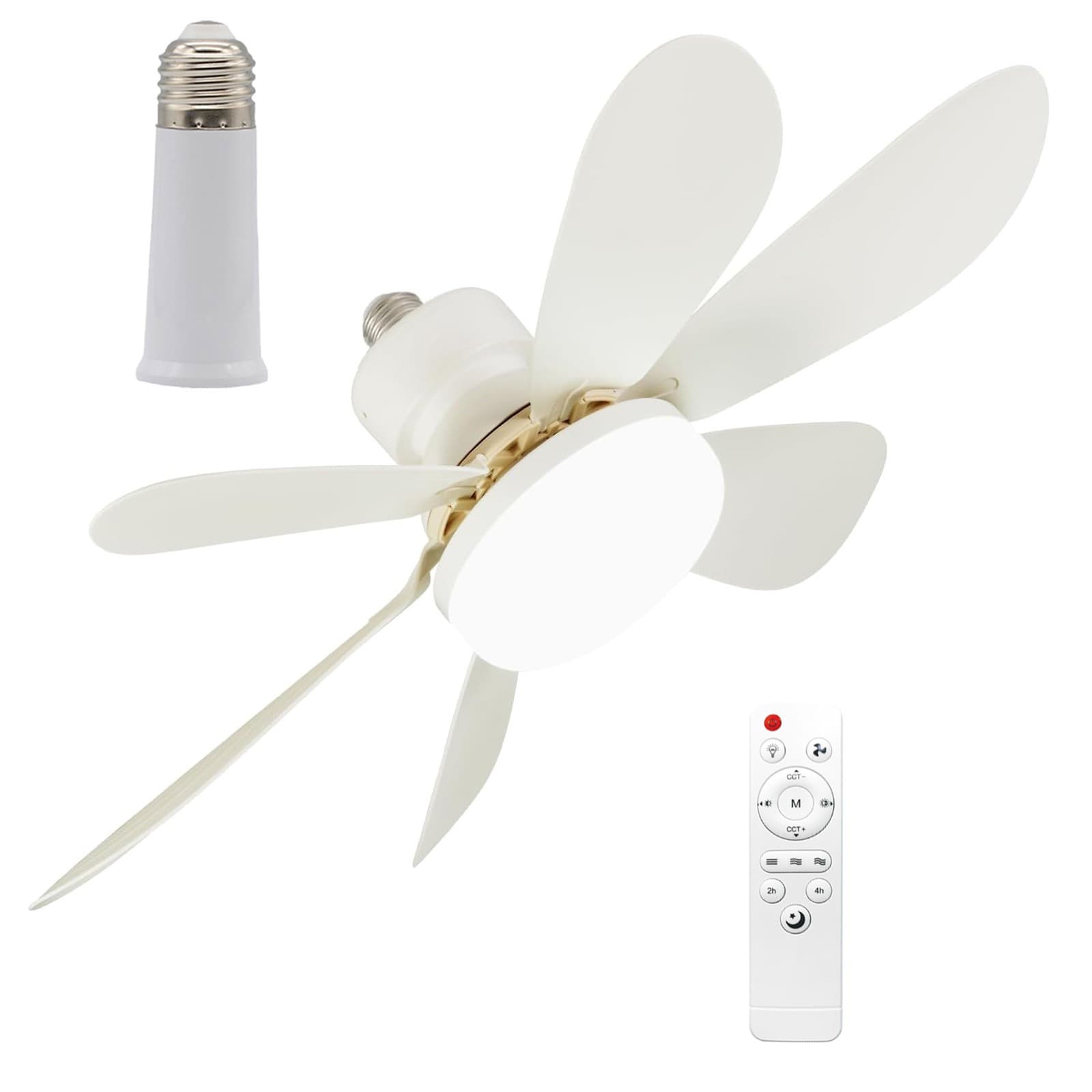 T Cross-border New E27 Screw Base Home Silent Small Fan Light, Smart Ceiling Fan Light, Dining Room Bedroom Fan Light