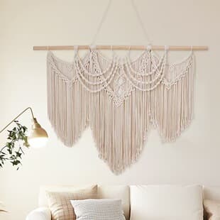 Bohemian Cotton Rope Woven Tassel Tapestry, Living Room Bedroom Wall Hanging Decor, Nordic B&B Handmade