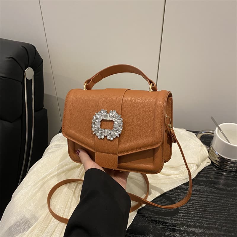 Korean Style Fashion Women's Bag 2025 New Elegant Rhinestone Crossbody Bag Simple Trendy Shoulder Square Bag
