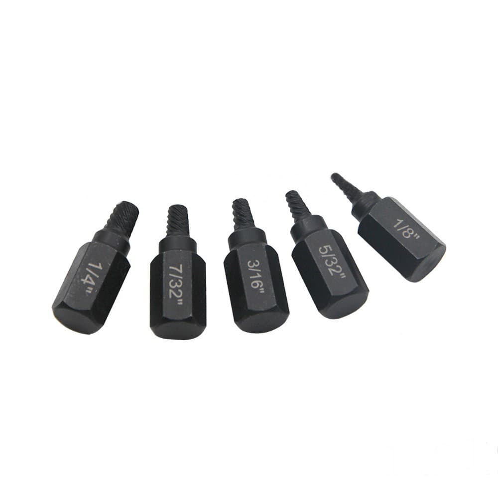 Factory 25-Piece Hex Shank Imperial Screw Extractor Set for Damaged, Stripped Screws and Bolts Removal Tool