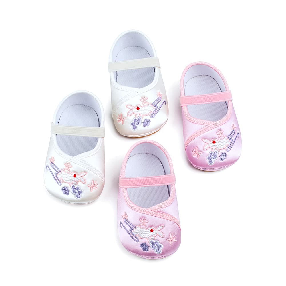 Baby Girl Shoes for 0-1 Year Old, Toddler Spring Autumn Walking Shoes, Rubber Sole Soft Sole Leather Princess Shoes, Single Shoes Embroidered Shoes AL02