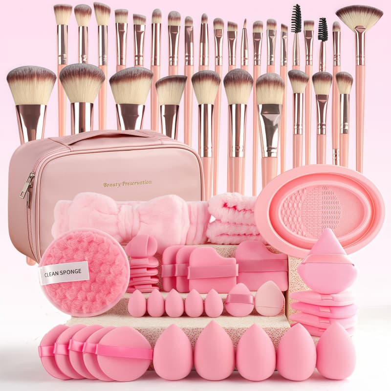 Cross-border Hot Selling 33-Piece Makeup Sponge Blender & Brush Set Shein Temu Drop Shipping