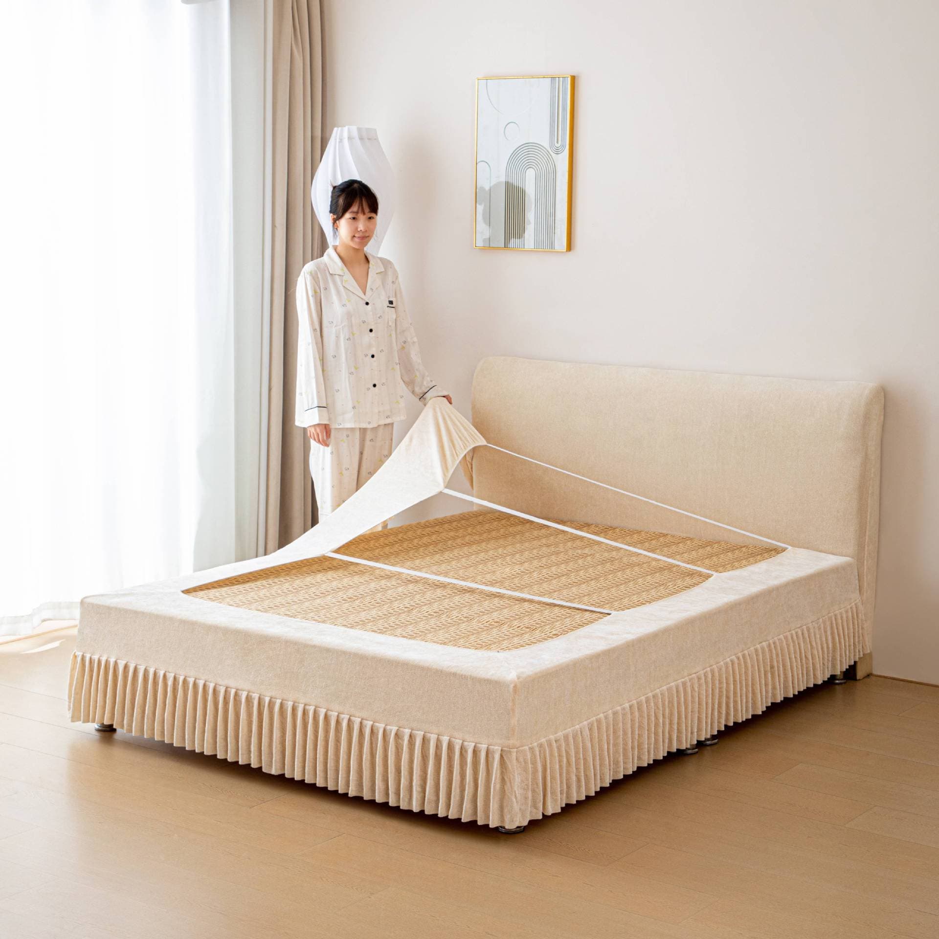 2026 New Chenille Skirt Bed Skirt Bed Cover Dust-Proof Bed Cover Stain-Proof Bed Head Cover Ugly Cover Bed Cover Old Bed Makeover