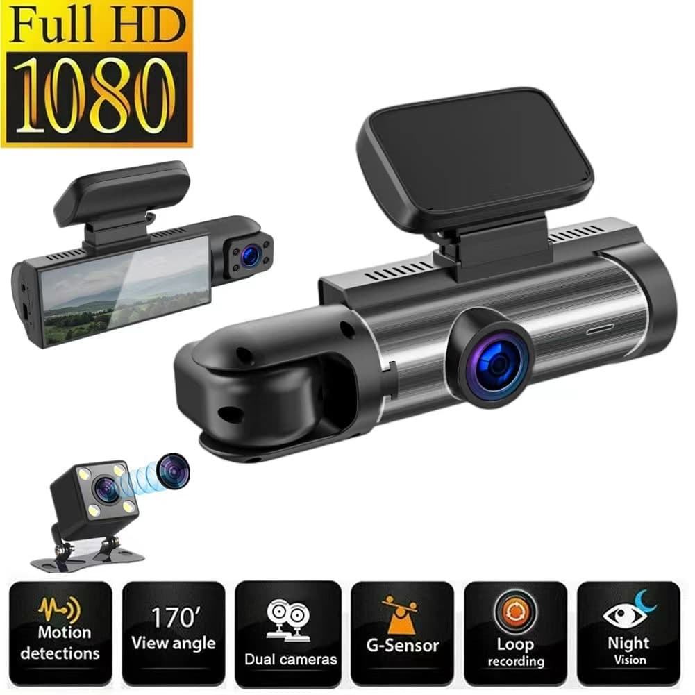 Cross-border 3.16-inch adhesive dash cam dual-lens HD 1080P wide-angle night vision with WiFi