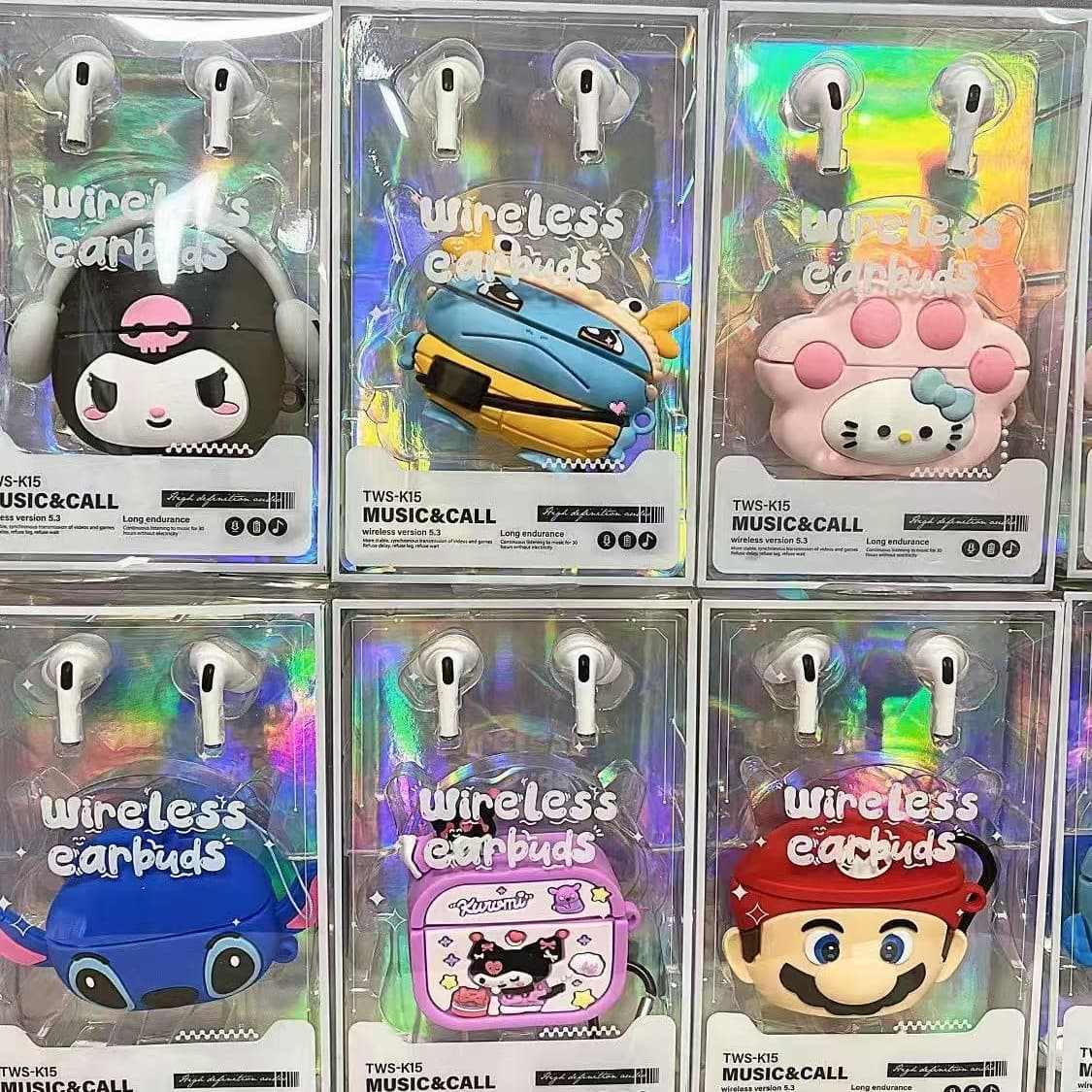 Cross-border Best-selling Cartoon TWS-K15 Kids Student Wireless Bluetooth Earphones Music Labubu Cheap Earphones Factory