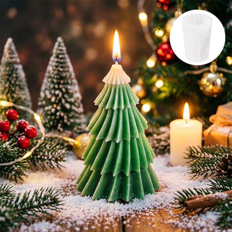 Qiokai New 3D Geometric Christmas Tree Silicone Mold DIY Aromatherapy Candle Mold Home Decoration Epoxy Resin