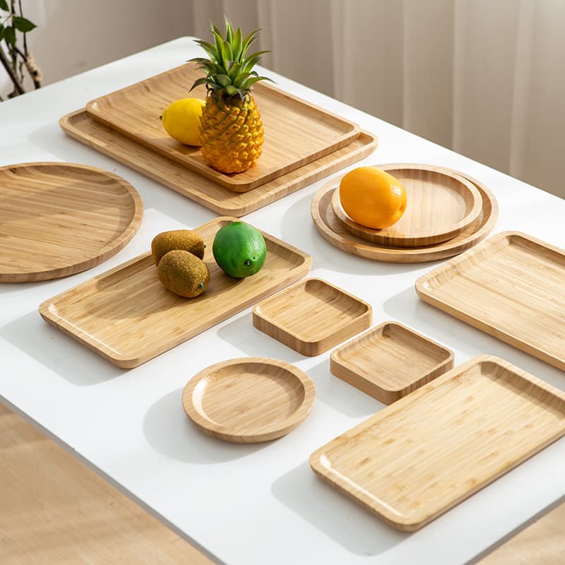 Snack Tray, Small Tray, Small Bamboo Tea Tray, Dish Tray, Household Tea Tray, Hotel Dessert Tray, Round Dessert Breakfast Tray