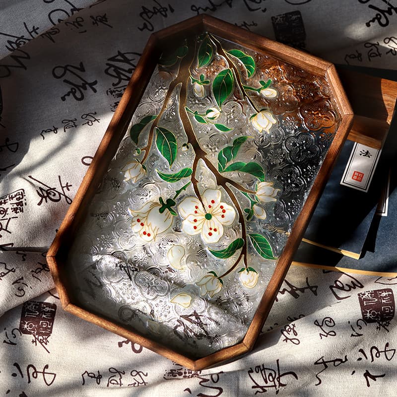 Cloisonné DIY Wire Inlay Enamel Tea Tray Material Kit for Company Salon Activities Enamel Painting Ornament Handmade Gift