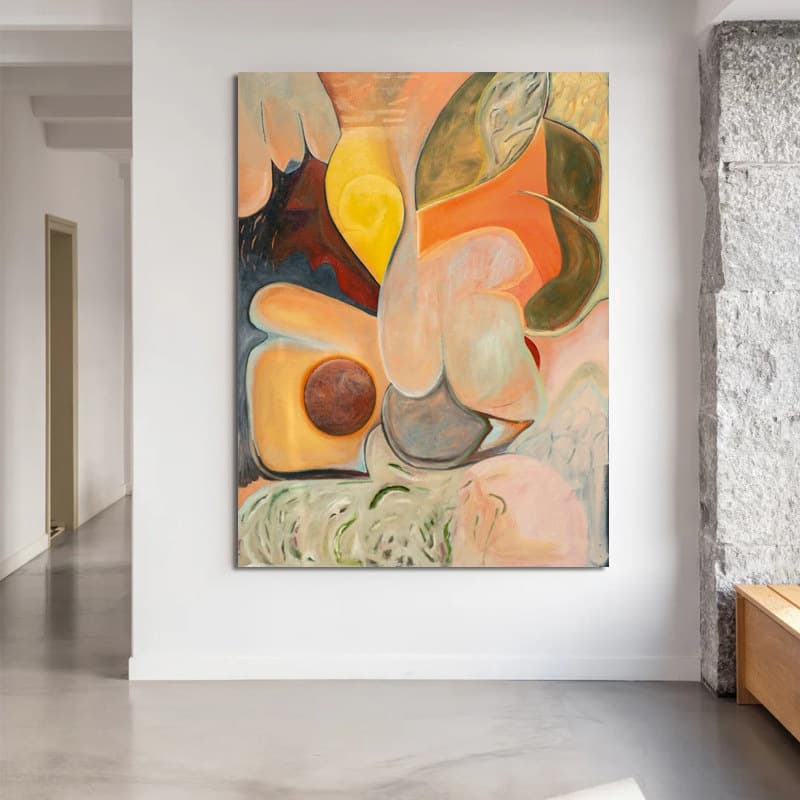 Morandi color abstract art living room hanging painting sofa background decorative painting corridor entrance wall painting frameless painting mural
