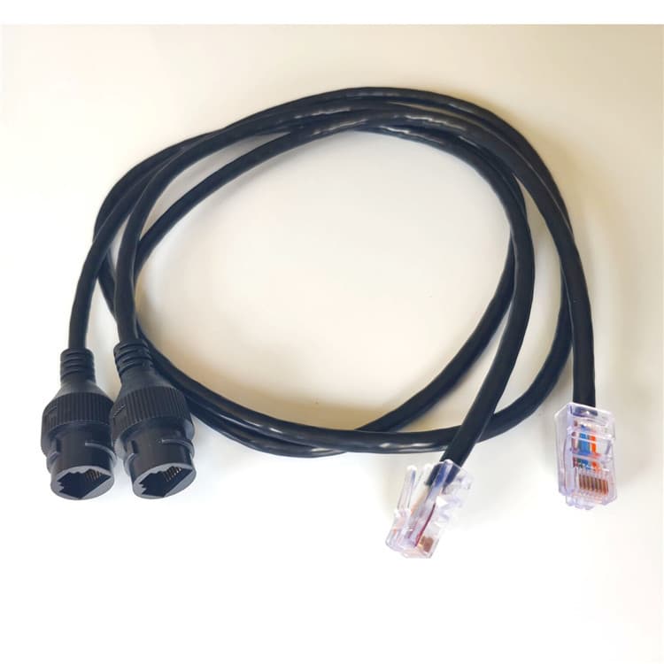 Black 8-Core 1m Waterproof Network Cable, 8P8C Gigabit Network Transmission, RJ45 Female Extension Cable, Pure Copper