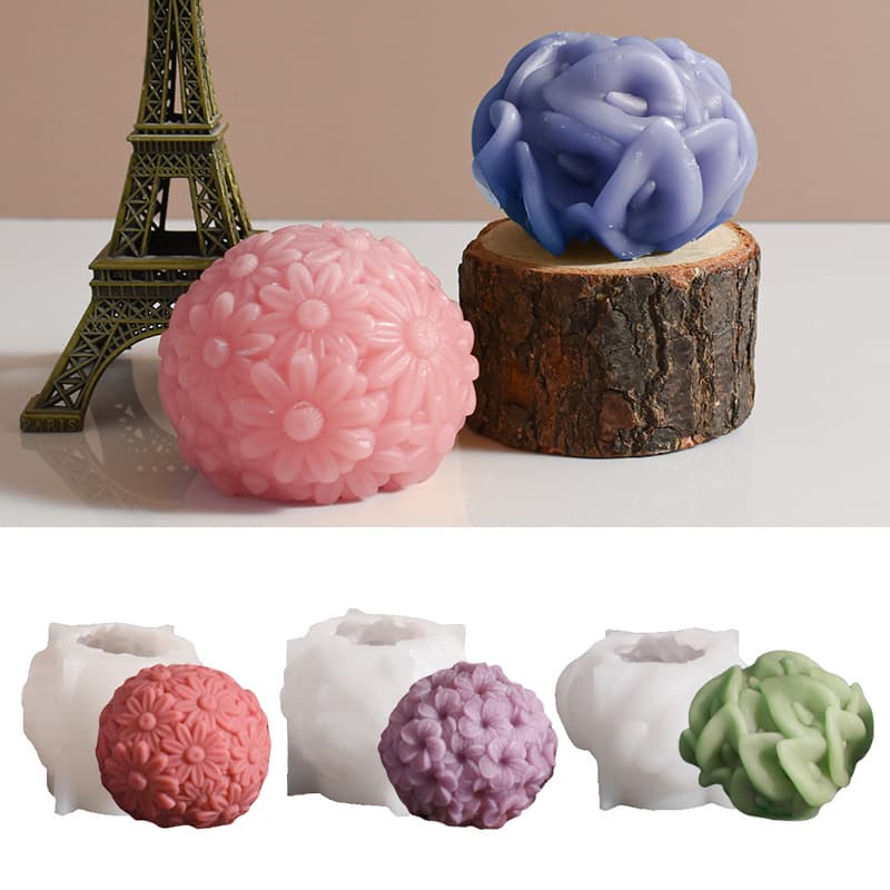 Daisy ball candle silicone mold diy chrysanthemum egg flower ball calla lily flower ball cake glue grinding tool