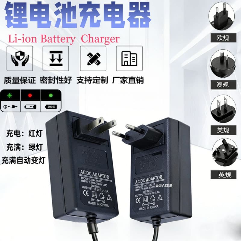 12.6V 1A 16.8V 21V 1A Lithium Battery Charger with Indicator Light for Power Tools 18650 Battery Charger 2A