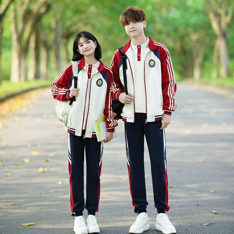 Academic-style class uniform three-piece set for spring and autumn campus sports day opening ceremony, suitable for elementary, middle, and high school students